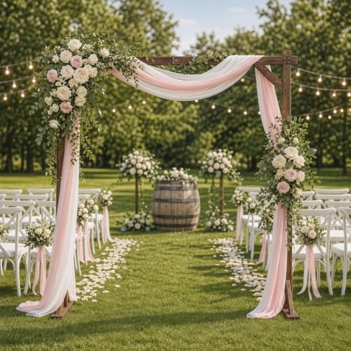 thorise 7.3ft wooden wedding arch stand square wood, side view
