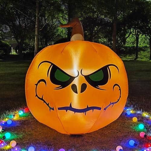 4ft halloween inflatable pumpkin with build-in led lights showing dimensions