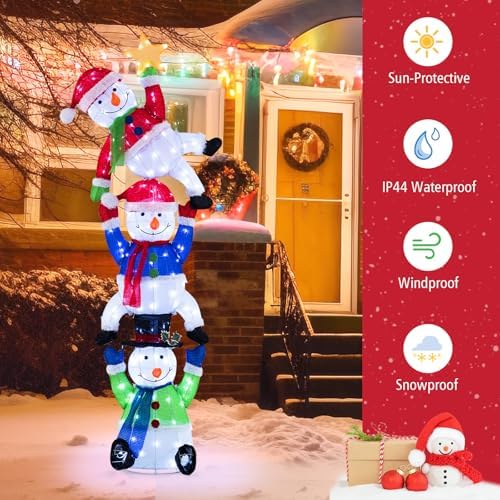 tangkula 6 ft lighted christmas 3 stacked snowman, package contents