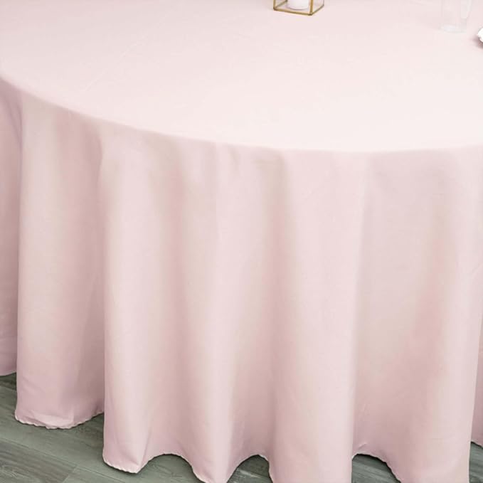 Efavormart Round Tablecloth, 120 Inch Stain & Wrinkle Resistant Washable Table Cloth, Decorative Polyester Fabric Table Cover for Banquet, Wedding, Dining - Blush