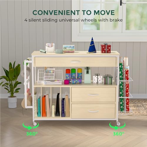 wrapping paper storage & organizer, craft cart with, package contents