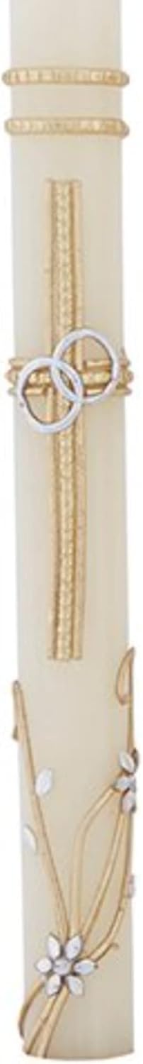 Needzo Wedding Unity Candle Set for Ceremonies, Gold Tone and Silver Toned Ornate Centerpiece Candles, 3 Pieces Included
