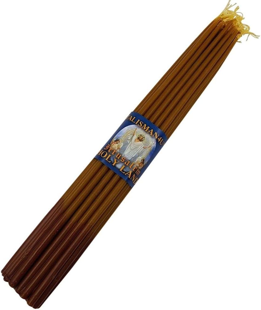 TALISMAN4U 33 Beeswax Taper Candles Jerusalem Church Candles 11 inch | Blessed Holy Land Candles for Prayer, Cotton Wicks, Christian Worship, 75 Min Burn, Handmade Religious Gift