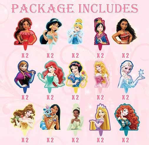 30 Pcs Cute Princess Cartoon Cake Toppers, Cupcake Decorations Birthday Cake, Cute Anime Princess Toppers for Muffin Waffles, Cake Scenographic Party Theme Cartoon for Children Girls