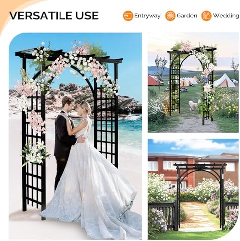 vingli 85in wooden arbor garden arch, wedding arch on a desk or shelf