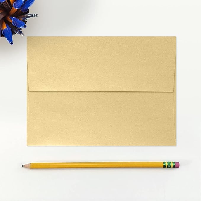 LUXPaper A7 Invitation Envelopes | Peel & Press | 5 1/4" x 7 1/4" | Blonde Metallic | 80lb. Text | 1,000 Qty