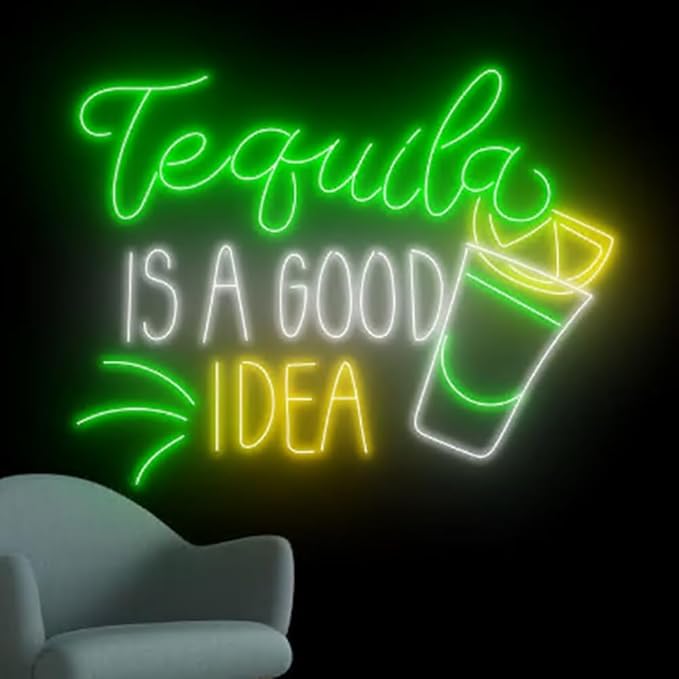 Tequila Is A Good Idea Neon Wall Sign, Tequila Led Wall Sign, Cocktail Neon Wall Light, Liquor Wall Sign, Bar Pub Sign, Event Party Décor Size:20inch