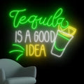 Tequila Is A Good Idea Neon Wall Sign, Tequila Led Wall Sign, Cocktail Neon Wall Light, Liquor Wall Sign, Bar Pub Sign, Event Party Décor Size:20inch