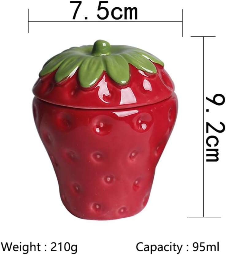 Strawberry Shaped Ceramic Candle Jar with Lid, Home Decor Aromatherapy Candlestick, Easter Bonus Candy Chocolate Storage jar (Red)
