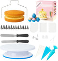 82 Pcs Cake Decorating Kit with Non-Slip Turntable, Stand,Leveler, 12 Piping Nozzles, Spatulas,Cupcake, 2 Reusable & 50 Disposable Bags,Complete Starter Set for Beginners & Home Bakers