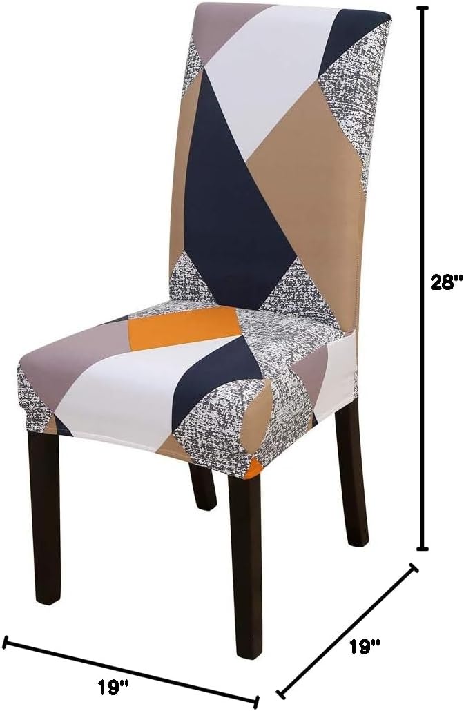 Stretchy Parson Chair Slipcovers for Dining Room Chair seat Covers Chair Protectors for Party Pet Protection Universal Fit Soft Polyester (Set of 4, Geometric)