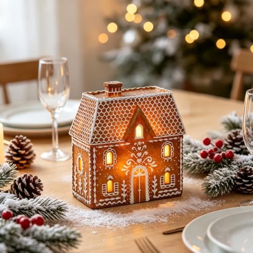 cynkeyee gingerbread house christmas decoration - 6.5 inch on a desk or shelf