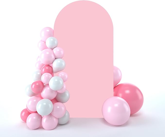 bricia Wedding Arch Backdrop Stand Cover, 6.6FT Double Sided Stretchy Arch Cover Fitted Wedding Birthday Party Banquet Decoration (Pink 79.2''Lx39.6''W)
