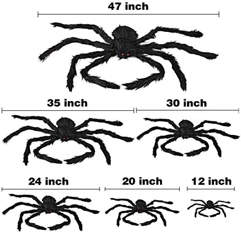 halloween decorations outdoor large spiders: 6 pack spiders showing dimensions