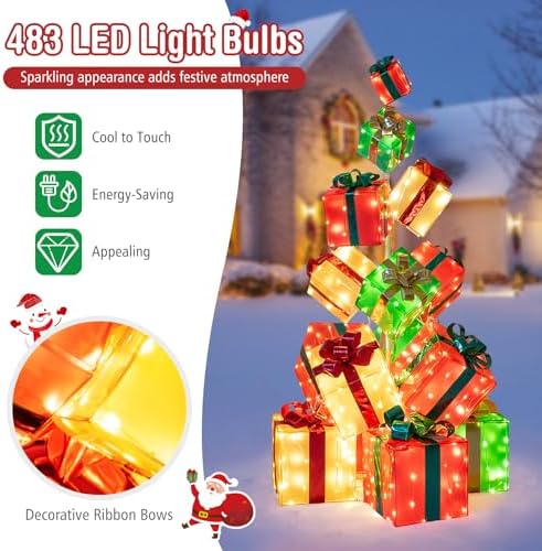 tangkula 5.6 ft christmas lighted gift box tower, package contents
