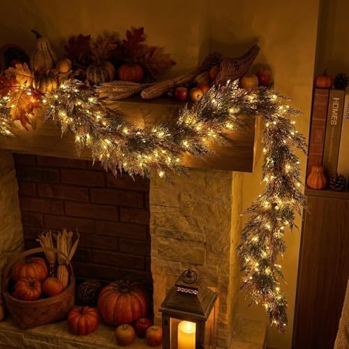 valery madelyn 6ft artificial norfolk fall garland for, front angle view