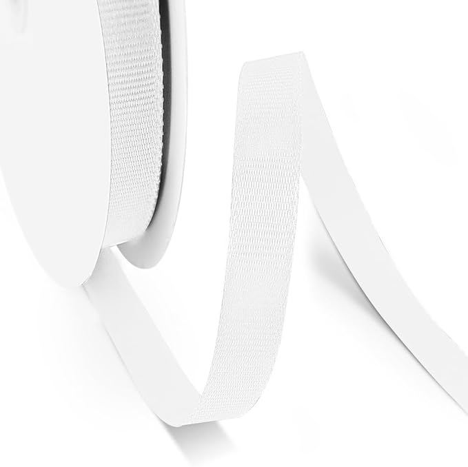 3/8" X 50 Yards White Grosgrain Ribbon, Premium Grosgrain Ribbon for Sewing, Gift Wrapping, Bow Making, Wedding Decor, Wrapping and More (White)