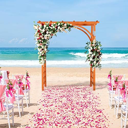 vingli 85in wooden arbor garden arch, wedding arch, front angle view