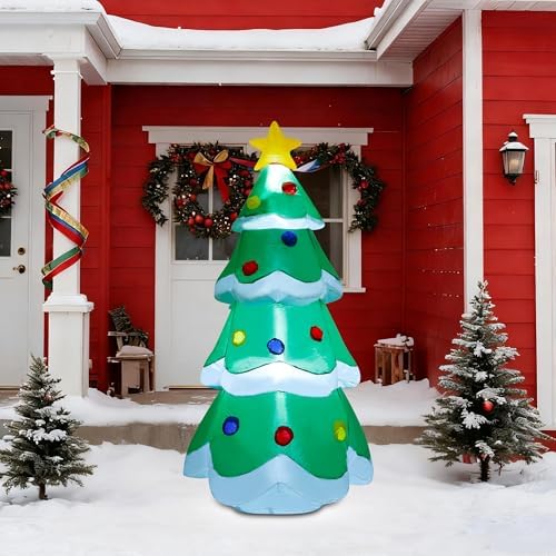 dr.dudu 7 ft inflatable christmas tree decorations outdoor, front angle view