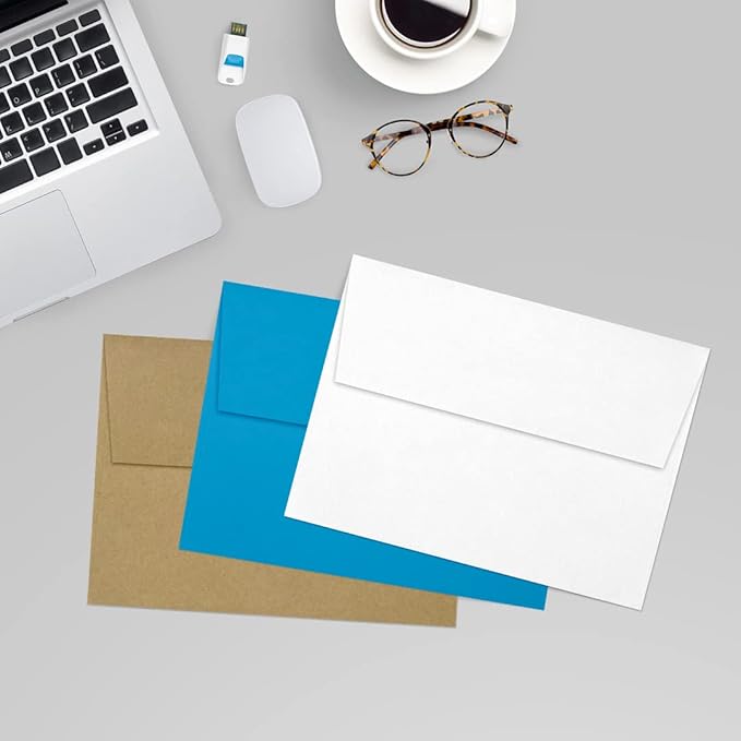 LUXPaper A7 Invitation Envelopes | Peel & Press | 5 1/4" x 7 1/4" | White Linen | 80lb. Text | 500 Qty