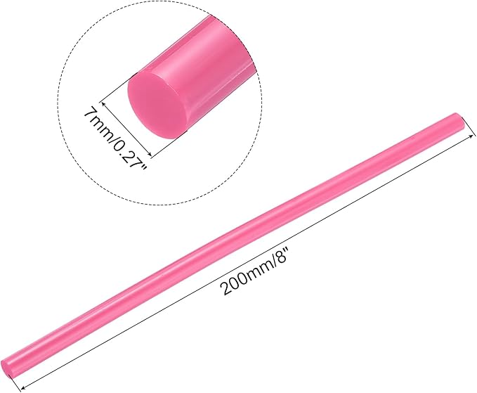 uxcell 20pcs Hot Glue Sticks for Glue Gun 7mm/0.28-inch x 8-inch Mini Hot Melt Adhesive Glue Stick Pink