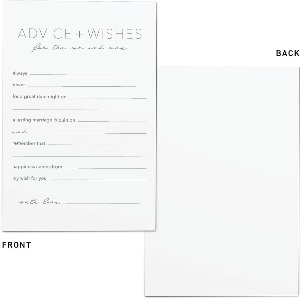 CARDAMONOLY Advice and Wishes for The Mr and Mrs, Minimalist 6x4 Pack of 50, for Wedding Games for Reception, Bridal Shower Bingo, Best Wishes Cards, Wedding Bingo Game