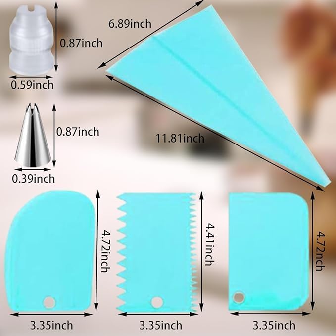 100Pcs Piping Bags and Tips Set, 12 Inch Pastry Bags, Icing Bags Disposable for Cakes Decorating Kit Supplies with 1 Reusable Piping Bags, 1 Couplers, 12 Frosting Tips, 2 Bag Ties, 3 Cake Scraper