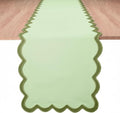 Folkulture Table Runner | Table Runners 72 inches Long | Scallop Table Runner for Farmhouse Decor or Boho Decor | Sage Green Table Runners for Dining Room Table Decor | Pastel Party Decorations