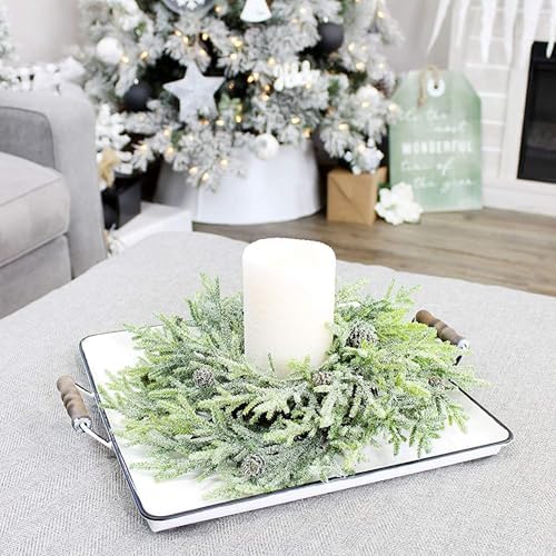 auldhome design artificial christmas wreaths (2-pack, 14-inch); evergreen, close-up detail