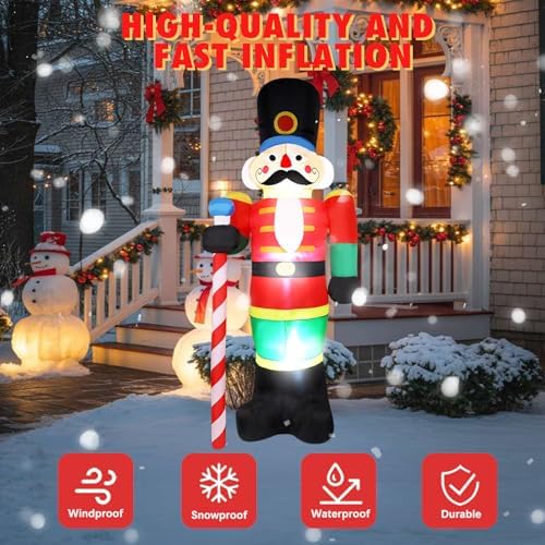 8 ft christmas inflatables nutcracker outdoor decorations, close-up detail