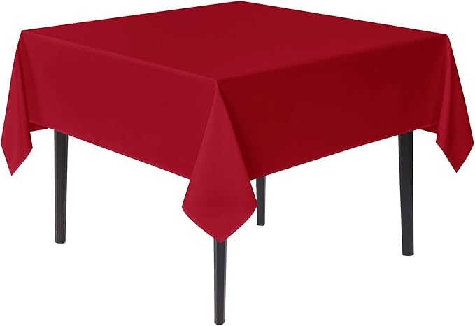 sancua Christmas Red Square Tablecloths 85x85 Inch - Fabric Table Cloth for Square or Round Tables, Washable Polyester Table Cover for Dinner, Holiday Party, Decorative Display Tables