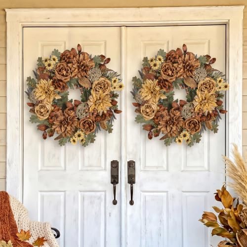 24in fall wreaths for front door artificial autumn, package contents
