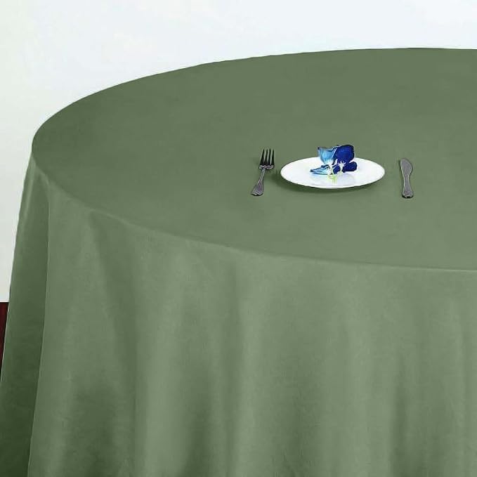 Efavormart Round Tablecloth, 120 Inch Stain & Wrinkle Resistant Washable Table Cloth, Decorative Polyester Fabric Table Cover for Banquet, Wedding, Dining - Willow