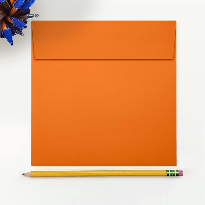 LUXPaper Square Invitation Envelopes | Peel & Press | 6 1/2" x 6 1/2" | Mandarin Orange | 80lb. Text | 50 Qty