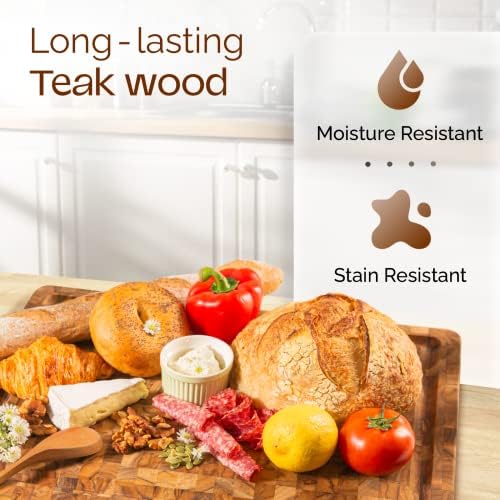 yes4all durable teak cutting boards for kitchen, [17''l, side view