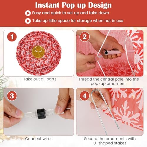 tangkula 3 pieces christmas lighted pop up holiday, front angle view