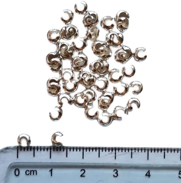 925 sterling silver open crimp bead covers, 4mm, front angle view
