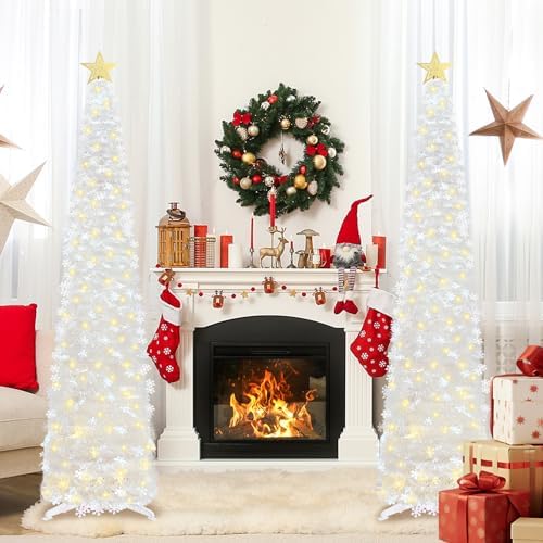 hmasyo 6 ft pop up tinsel christmas tree showing dimensions