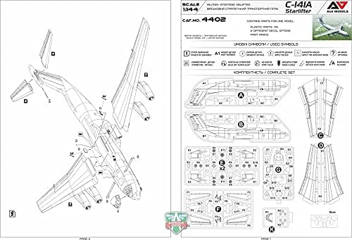 a&a models 4402-1/144 - c-141a starlifter. plastic model, package contents