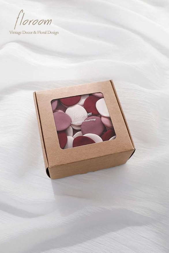 Floroom 300pcs Rose Petals Burgundy Maroon Faux Silk Flower Petals for Wedding Flower Girl Basket Aisle Scatter Dinner Table Centerpieces Party Confetti Bridal Shower Romantic Night Decoration