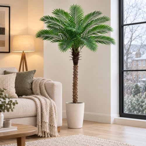 6ft artificial phoenix palm tree for outdoors, tall showing dimensions