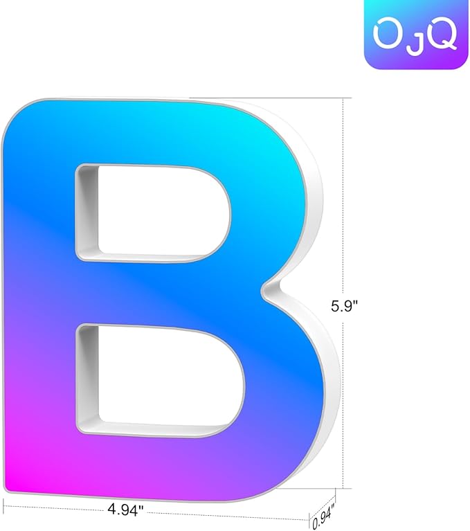 OJQ Light Up Letters LED Letter - Marquee Letters Room Decor Alphabet Letter Music Sync Color Change Colorful - Christmas Birthday Gifts for Girl - Teen Girls Gifts Party Home Wall Decor