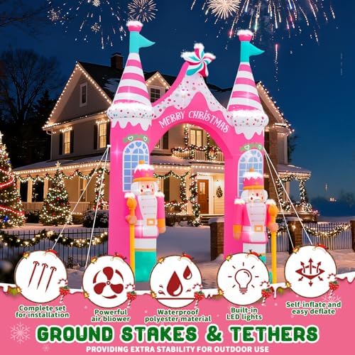 evoio 12 ft giant christmas archway inflatables nutcracker shown in use