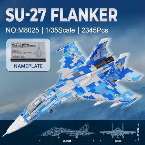 misini m8025 1:35 su-27 flanker fighter jet building shown in use