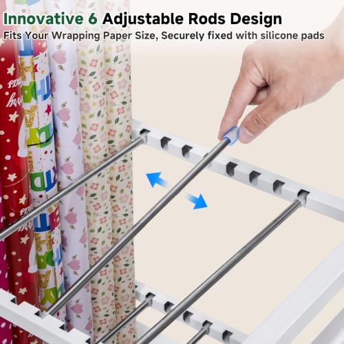aquzee wrapping paper storage, blueprint holder, 6 adjustable, side view