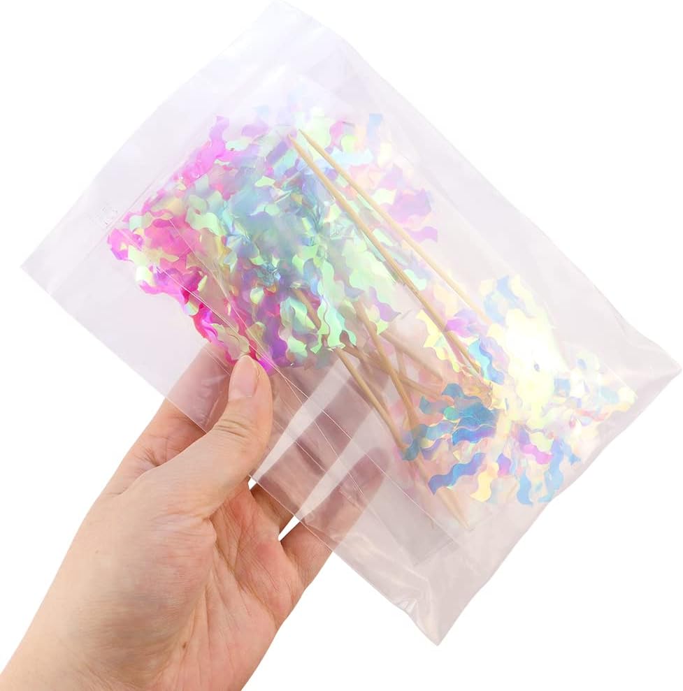 10 Pcs Happy Birthday Toppers, Sparkle Foil Cupcake Picks for Party | Foil Firework, Sparkle Tinsel, Drink Stirrers, Flowers Cake Decoration, Cocktail Food Fruit Toothpick