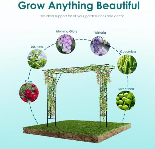 twira flat top garden arch trellis, 11ft x, side view