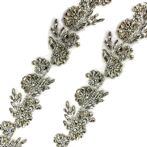 iron on hotfix hand-made beaded trim,2 inch wide on a desk or shelf