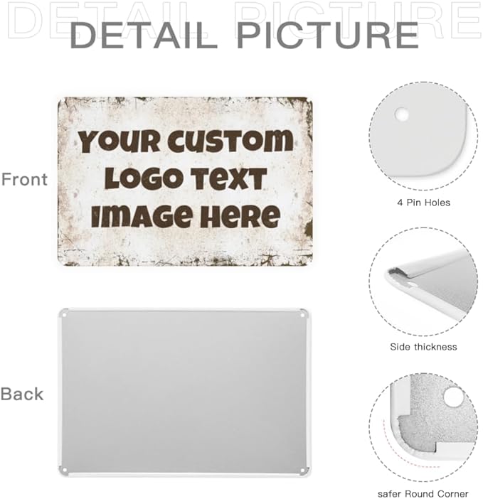 Personalized Metal Sign Custom with Photo Text Logo for Outdoor Yard Garden Home Business Wedding Wall Decor Street Sign Style (Horizontal)