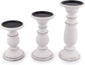 Samhita Set of 3 Wood Candle Holders – Hand Carved Decorative Candle Holder for Living Room or Table Centerpiece